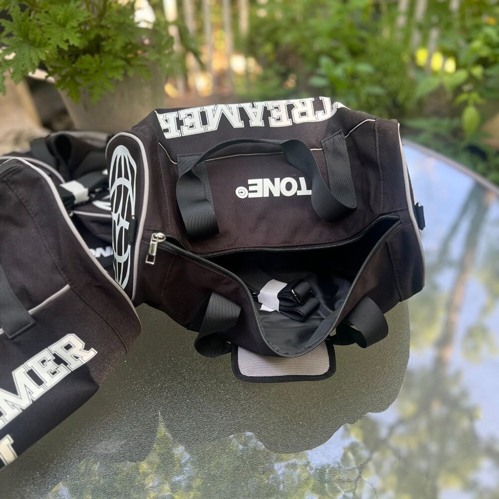 TONE© Streamer University Duffle Bag | Black Gym Travel Bag | NWT Exclusive Drop - Picture 5 of 8